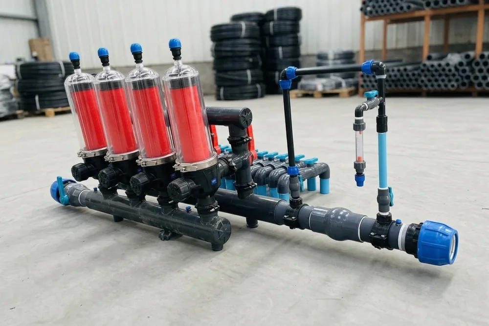 Estación de filtrado de discos para riego tecnificado en el depósito de La Proveeduría Agrícola